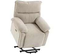 HOMCOM Sillón Relax Elevador con Masaje y Calefacción, para Mayores, Blanco Crema