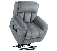 HOMCOM Sillón Relax Levanta Personas Eléctrico Sillón Elevador con 8 Punto de Masaje Sillón Eléctrico Reclinable con Función de Calentamiento Asiento Amplio Mando a Distancia y Bolsillo Lateral Gris G