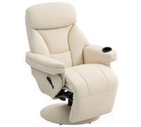 HOMCOM Sillón Relax Reclinable con Bolsillo Lateral y Portavasos para Salón y Dormitorio Crema Aosom España