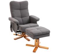HOMCOM Sillón Relax Reclinable con Reposapiés 10 Puntos de Masaje Giratorio Mando a Distancia Bolsillo Lateral Gris Oscuro
