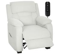 HOMCOM Sillón Relax Reclinable Eléctrico 2 Posiciones de Memoria Crema | Sillón Reclinable de Terciopelo con Motor Silencioso, Mando, Reposapiés, Reposacabezas, Puerto USB, Bolsillos