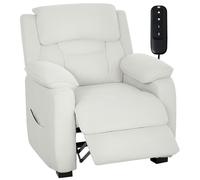 HOMCOM Sillón Relax Reclinable Eléctrico con Motor Silencioso, Sillón Reclinable de Terciopelo con Mando con 2 Posiciones de Memoria, Reposapiés, Reposacabezas, Puerto USB, Bolsillos Cream 86x90x103cm