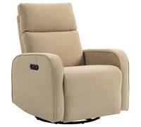 HOMCOM Sillón Relax Reclinable Eléctrico Giratorio y Balancín con Doble Motor Reposacabezas Ajustable Puertos USB Reposapiés