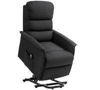 HOMCOM Sillón Relax Reclinable Eléctrico Levanta Personas con Mando a Distancia y Bolsillo Lateral Tapizado en Lino Negro