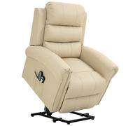 HOMCOM Sillón Relax Reclinable Eléctrico Levanta Personas con Masaje Vibratorio y Calor Control Remoto Crema
