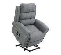 Homcom sillón relax reclinable eléctrico levanta personas, con masaje vibratorio y calor, sillón elevador, con control remoto, reposapiés, tapizado en lino, bolsillos laterales, gris