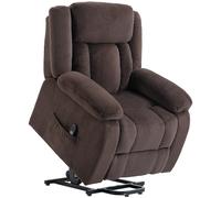 HOMCOM Sillón Relax Reclinable Eléctrico Levanta Personas con Puerto USB Control Remoto Asiento Ancho Reposapiés Marrón