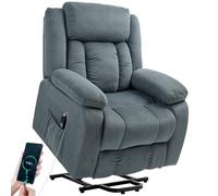 HOMCOM Sillón Relax Reclinable Eléctrico Levanta Personas, con Puerto USB, Sillón Elevador, con Control Remoto, Asiento Ancho, Reposapiés, Tapizado en Terciopelo, Bolsillos Laterales, Gris