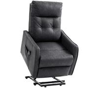 HOMCOM Sillón Relax Reclinable Eléctrico Levanta Personas de Cuero PU Control Remoto Asiento con Resorte Reposapiés Gris Aosom España