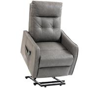 HOMCOM Sillón Relax Reclinable Eléctrico Levanta Personas, Tapizado en Cuero PU, Sillón Elevador con Control Remoto, Asiento de Muelles, Reposapiés, Respaldo Alto, Bolsillos Laterales Dark grey 68x86x