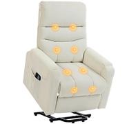 HOMCOM Sillón Relax Reclinable Eléctrico Levanta Personas Masaje Beige