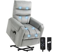 HOMCOM Sillón Relax Reclinable Eléctrico Levanta Personas Masaje Gris