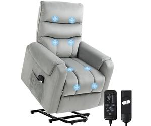 HOMCOM Sillón Relax Reclinable Eléctrico Levanta Personas Masaje Gris