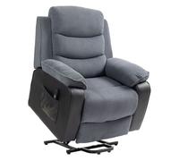 Homcom sillón relax reclinable eléctrico levanta personas mayores, sillón elevador, con puerto usb, asiento ancho 60 cm, control remoto, reposapiés, tapizado en pana y cuero, bolsillos, gris oscuro