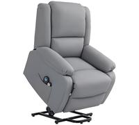 HOMCOM Sillón Relax Reclinable Eléctrico Levanta Personas Sillón Elevador con 8 Punto de Masaje Calor Lumbar 2 Controles Remotos Reposapiés Tela Resistente a los Arañazos y Bolsillo Lateral Gris