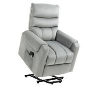 HOMCOM Sillón Relax Reclinable Eléctrico Levanta Personas, Sillón Elevador con 8 Puntos de Masaje, 2 Controles Remotos, Reposapiés, Tapizado en Pana, Acolchado Grueso, Bolsillo Lateral, Gris Gray 79x9