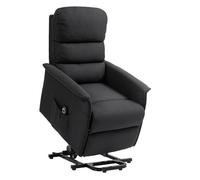 Homcom sillón relax reclinable eléctrico levanta personas, sillón elevador con control remoto, reposapiés, tapizado en lino, bolsillo lateral, para salón, dormitorio, negro 90 cm