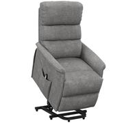 HOMCOM Sillón Relax Reclinable Eléctrico Levanta Personas, Sillón Elevador con Control Remoto, Reposapiés, Tapizado en Lino, Bolsillo Lateral, para Salón, Dormitorio, Beige Gray 66x90x96cm