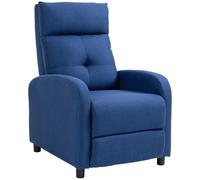 HomCom Sillón Relax Reclinable hasta 155° Manual, Apertura Push, Tapizado en tela Azul Marrón