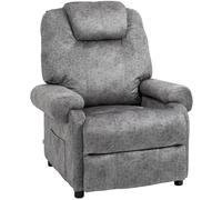 HOMCOM Sillón Relax Reclinable Manual, Sillón Relax de Terciopelo con Reposabrazos, Reposapiés, Acolchado Grueso, Butaca Reclinable hasta 135º para Salón, Dormitorio, Oficina, Gris