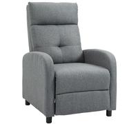 Homcom sillón relax reclinable manual, sillón relax de lino con apertura push, reposapiés, respaldo alto, acolchado grueso, butaca reclinable hasta 155º para salón, dormitorio, oficina, gris 67 cm