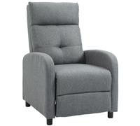 HOMCOM Sillón Relax Reclinable Manual, Sillón Relax de Lino con Apertura Push, Reposapiés, Respaldo Alto, Acolchado Grueso, Butaca Reclinable hasta 155º para Salón, Dormitorio, Oficina, Marrón Gray 67