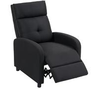 HOMCOM Sillón Relax Reclinable Manual, Sillón Relax de Lino con Apertura Push, Reposapiés, Respaldo Alto, Acolchado Grueso, Butaca Reclinable hasta 155º para Salón, Dormitorio, Oficina, Negro Black Su
