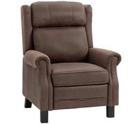 HOMCOM Sillón Relax Reclinable Manual, Sillón Relax de Cuero Sintético con Apertura Push, Reposapiés, Respaldo Alto, Acolchado Grueso, Butaca Reclinable hasta 135º para Salón, Dormitorio, Marrón
