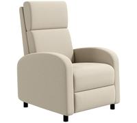 HOMCOM Sillón Relax Reclinable Manual Sillón Relax Tapizado en Lino Sintético con Reposapiés Respaldo Alto Carga 120 kg Butaca Reclinable para Dormitorio Oficina Gris Cream 64x86x102cm