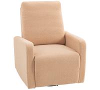 HOMCOM Sillón relax reclinable manual Borreguito – Reposabrazos, reposapiés, balanceo 360°, Marrón