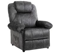 HOMCOM Sillón Relax Reclinable Manual en Terciopelo Acolchado con Reposapiés y Bolsillos Laterales para Salón Oficina Gris Aosom España