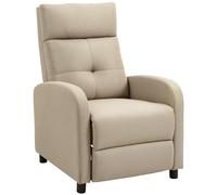 HOMCOM Sillón Relax Reclinable Manual hasta 155º Apertura Push con Reposapiés Respaldo Alto Acolchado Grueso Beige