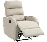 HOMCOM Sillón Relax Reclinable Manual, Sillón Relax Tapizado en PU con Reposapiés Retráctil, Acolchado Grueso, Butaca Reclinable hasta 160º, para Salón, Dormitorio, Crema Cream 65x89x100 cm