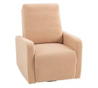 HOMCOM Sillón relax reclinable manual Borreguito – Reposabrazos, reposapiés, balanceo 360°, Marrón
