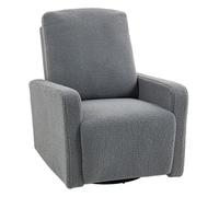 HomCom Sillón relax reclinable manual Borreguito, acolchado, reposabrazos y reposapiés, gris