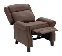 HOMCOM Sillón Relax Reclinable Manual, Sillón Relax de Cuero Sintético con Apertura Push, Reposapiés, Respaldo Alto, Acolchado Grueso, Butaca Reclinable hasta 135º para Salón, Dormitorio, Marrón