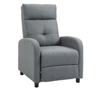 Homcom sillón relax reclinable manual, sillón relax de lino con apertura push, reposapiés, respaldo alto, acolchado grueso, butaca reclinable hasta 155º para salón, dormitorio, oficina, gris