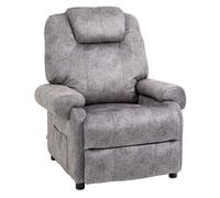 HOMCOM Sillón Relax Reclinable Manual, Sillón Relax de Terciopelo con Reposabrazos, Reposapiés, Acolchado Grueso, Butaca Reclinable hasta 135º para Salón, Dormitorio, Oficina, Gris