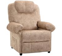 HOMCOM Sillón Relax Reclinable Manual, Sillón Relax de Terciopelo con Reposabrazos, Reposapiés, Acolchado Grueso, Butaca Reclinable hasta 135º para Salón, Dormitorio, Oficina, Beige