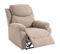 Homcom sillón relax reclinable manual, sillón relax moderno, tapizado en tela aspecto lino, reposapiés, reposabrazos, acolchado grueso, butaca reclinable hasta 150°, carga 120 kg, para salón, beige
