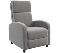 HOMCOM Sillón Relax Reclinable Manual Sillón Relax Tapizado en Lino Sintético con Reposapiés Respaldo Alto Carga 120 kg Butaca Reclinable para Dormitorio Oficina Gris
