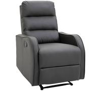 HOMCOM Sillón Relax Reclinable Manual, Sillón Relax Tapizado en PU con Reposapiés Retráctil, Acolchado Grueso, Butaca Reclinable hasta 160º, para Salón, Dormitorio, Gris, 65x89x100 cm Gray 65x89x100cm