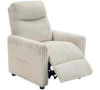 HOMCOM Sillón Relax Reclinable Manual Tapizado Pana Reposapiés Crema | Sillón Reclinable Manual, Instalación Rápida, Acolchado Grueso, para Salón, Dormitorio, Oficina