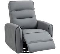HOMCOM Sillón Relax Reclinable Manualmente con Reposapiés en Tejido Efecto Piel y Base Giratoria, Gris Aosom España