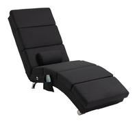 HOMCOM Sillón relax salón sillón masaje y calefacción meridienne chaise longue interior, sillón relax con mando a distancia y almohada, dormitorio, salón, tejido efecto lino Gray 56x168x84cm