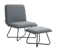 Homcom sillón relax sillón de salón con reposapiés butaca para dormitorio sin brazos con patas de acero en forma de cruz para sala de estar gris oscuro