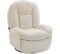 HOMCOM Sillón relax, sillón giratorio con función de balanceo y reclinable, asiento profundo, respaldo grueso, montaje fácil, crema Aosom España