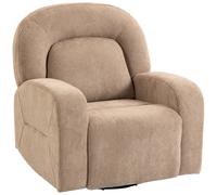 HOMCOM Sillón Relax, sillón mecedor y reclinable giratorio 360°, tejido de terciopelo tipo nube ultrablando, butaca reclinable con asiento amplio, caqui