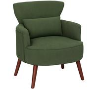 HOMCOM Sillón Relax Sofá Individual de Pana con Cojín Reposabrazos Patas de Madera para Dormitorio Oficina Verde