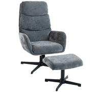 HOMCOM Sillón tapizado con reposapiés, sillón lounge con respaldo alto, base metálica, para salón, dormitorio, Gris Aosom España